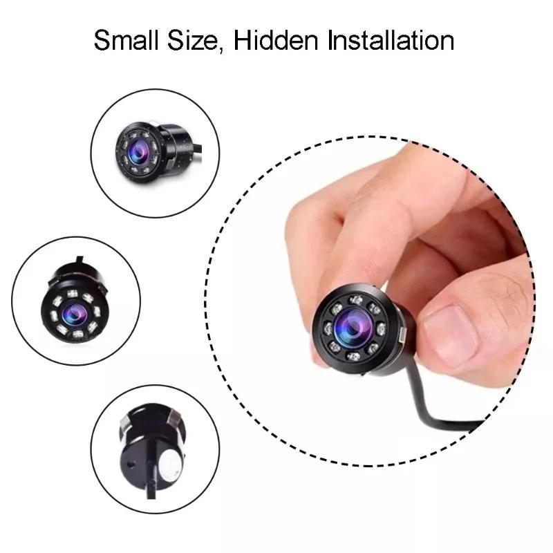 170-degree Wide-angle Car Reversing Camera Drill-type High-definition Rear View Camera LED Night Visiom Webcam Car DVR