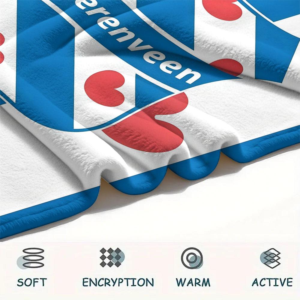 SC Heerenveen Printed Flannel Blanket, soft throw for bedroom sofa, washable, Christmas present, great gift.