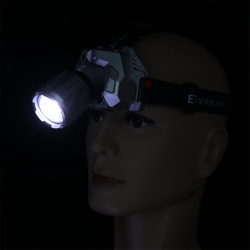 Hohe Leistung Rot/Weiß/Gelb/Blau Licht Vier Lichtquellen USB Wiederaufladbare Stirnlampe Outdoor Langstrecken Notfall-Stirnlampe