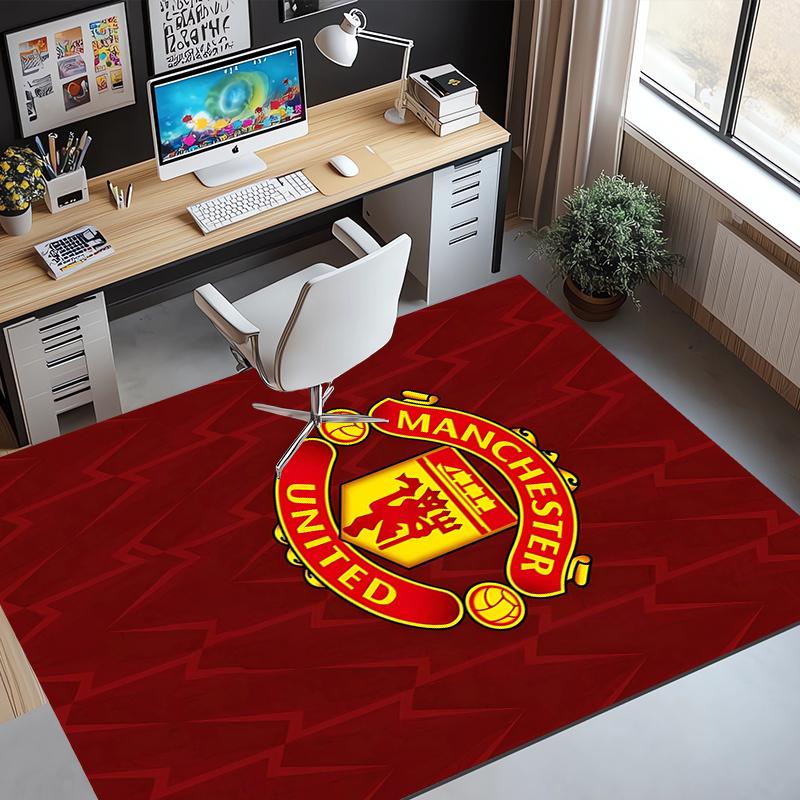 Manchester United F.C Pattern Rug, Indoor/Outdoor Mat, for Picnic, Gameroom, Bedroom, Office, Living Room, Home Decor Carpet, Birthday Gift