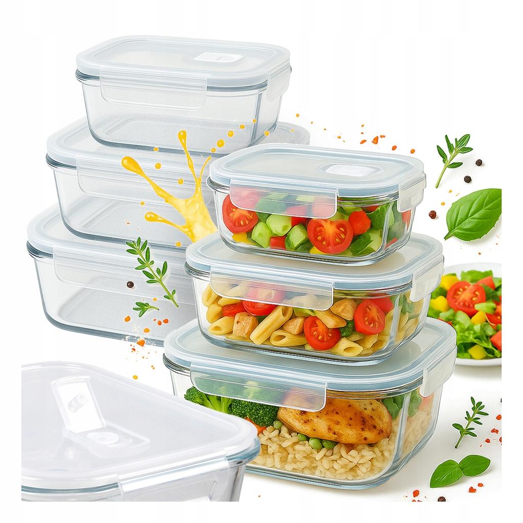 FOOD CONTAINER 3x Set of Rectangular Containers LUNCHBOX For Work Lunch