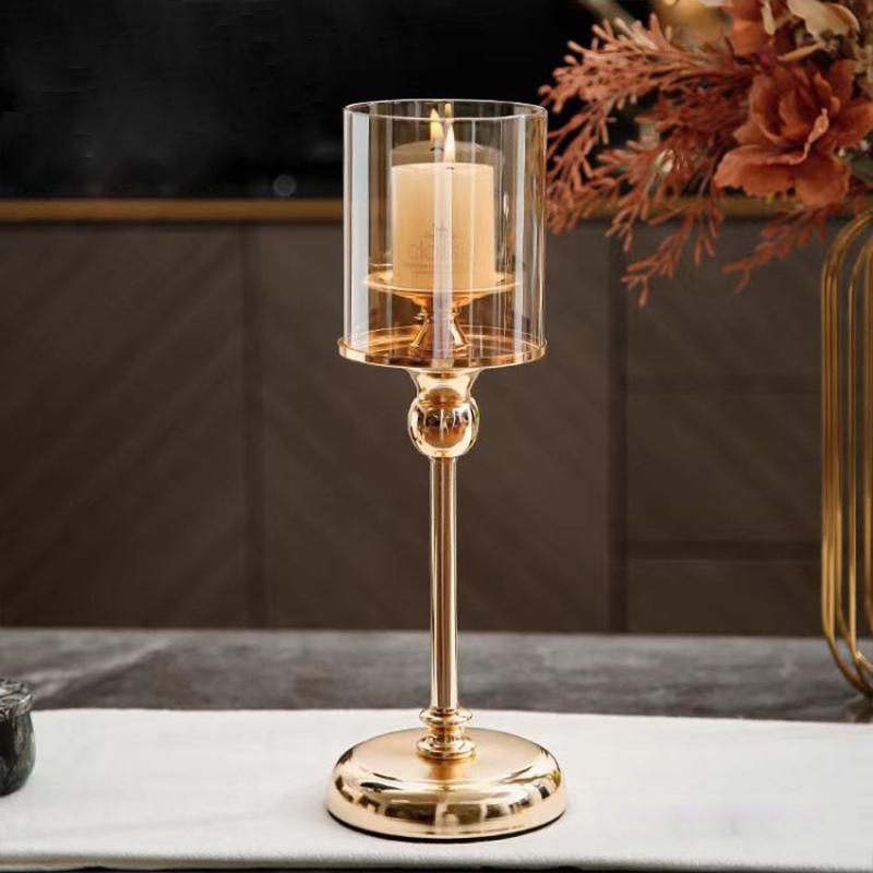 1 STK Kerzenlicht für Mittelstück Kerzenhalter Abendessen Foto-Requisiten Metall Glas Kerzenständer Europäische Heimdeko