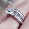 2Pcs/set Fashion Bridal Set Elegant Rings for Women Wedding Engagement Jewelry With Full Shiny Crystal Zircon Female Ring