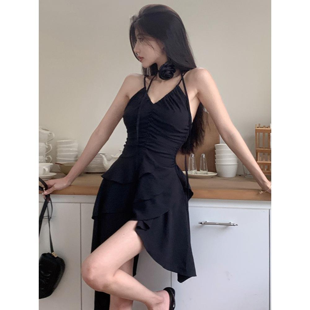 Red Dress Temperament Long Dress Spring Summer Autumn Winter Socialite New Year Dress Wind Split Split Slim and Thin