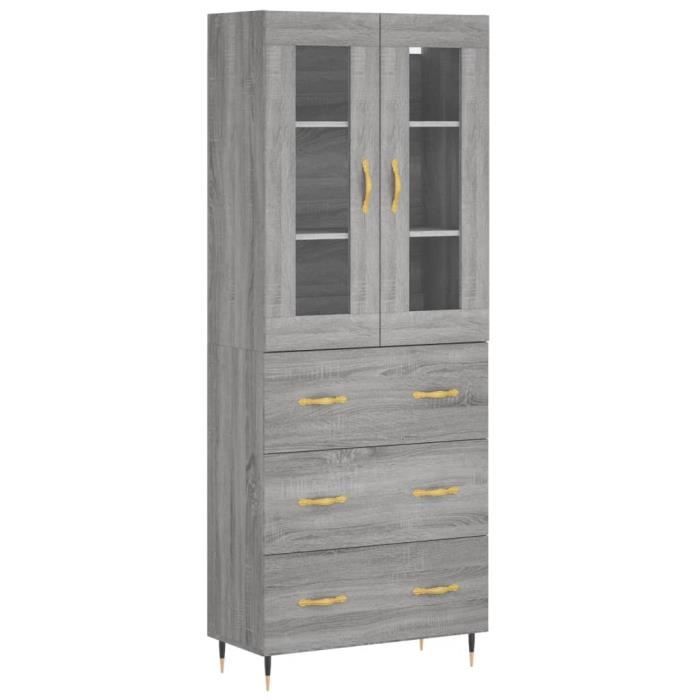 VidaXL Highboard Sonoma Grey 69.5x34x180 Cm Engineered Wood 3198391