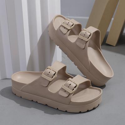 Mode Sommar Dam Tofflor Utomhus Strand Sandaler EVA Plattform Flip Flops För Hus Tofflor Spänne Mjuka Tjocka Sula Sandaler