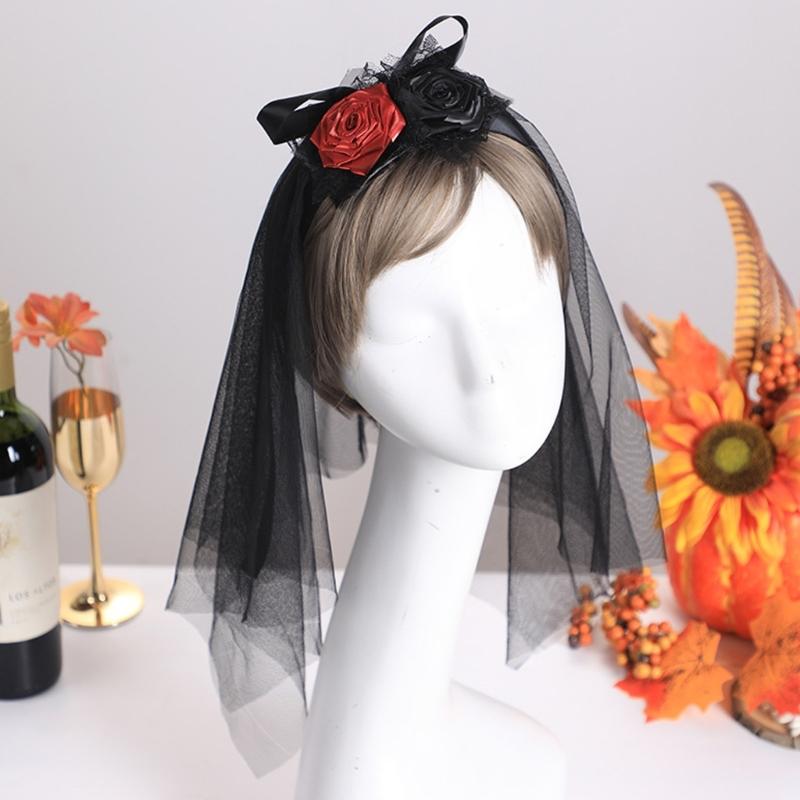 Elegant Black Bows Veil Headpiece For Halloween Parties Costume Accessories Cosplays Headbands Fashion Hair Clip