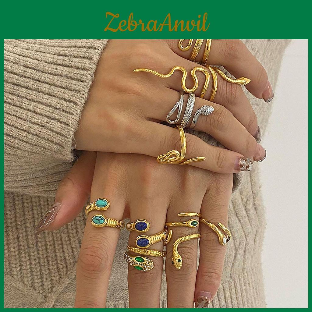 Stylish And Unique Stainless Steel Snake Ring Geometric Open Finger Jewelry For Women