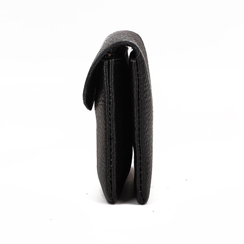 Lychee Pattern Soft Leather Unisex Coin Purse - Genuine Cowhide Card Holder & Storage Bag