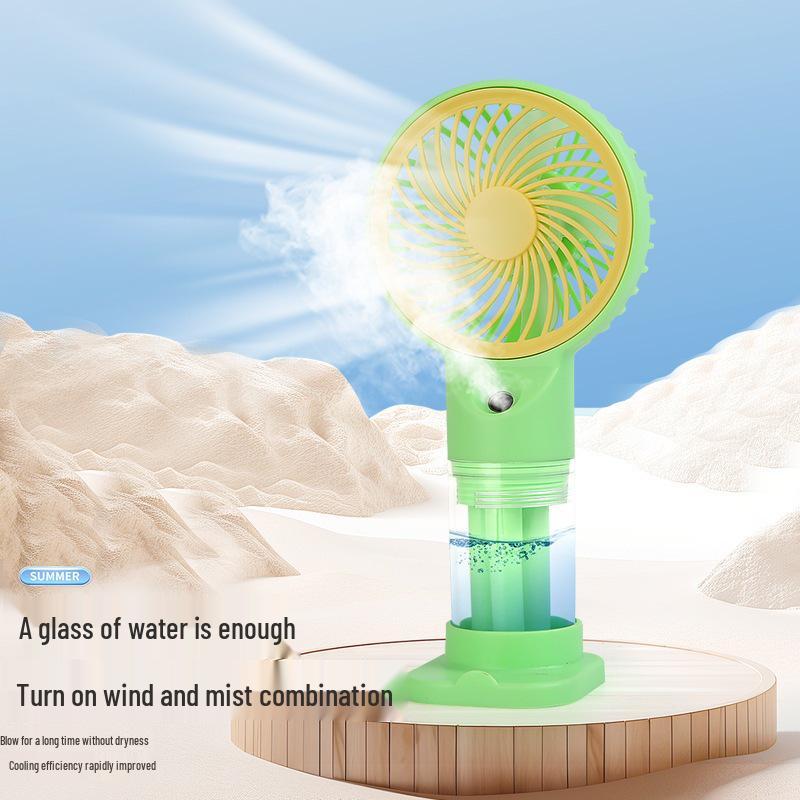 Long-Lasting Portable Desktop & Handheld Mini Fan with Humidifying Spray