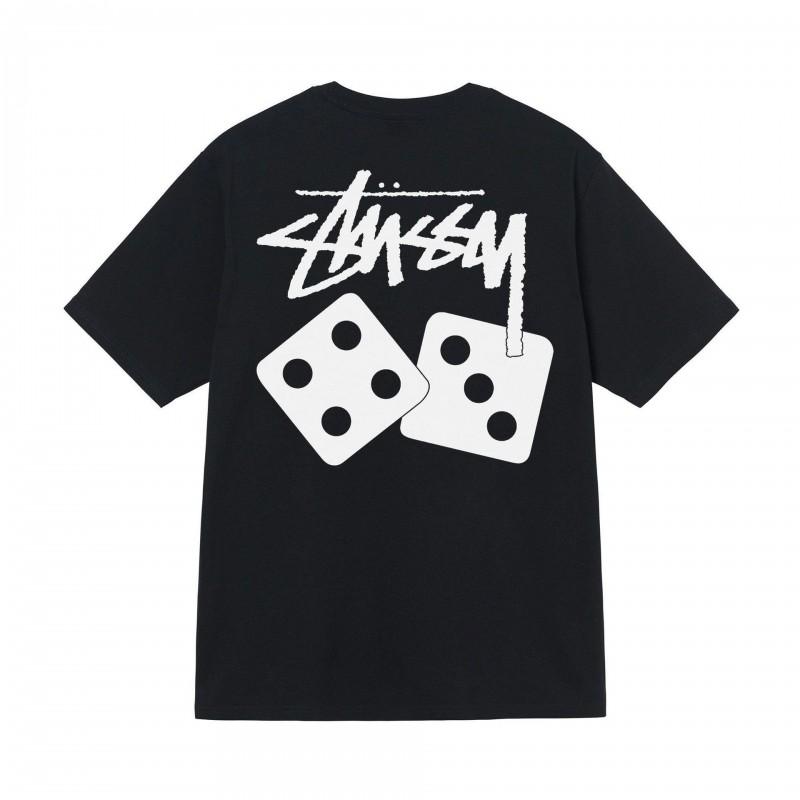 Stussy Style Mens Loose Fit Cotton Crew Neck Short Sleeve T-Shirt With Cartoon Print Casual Tee