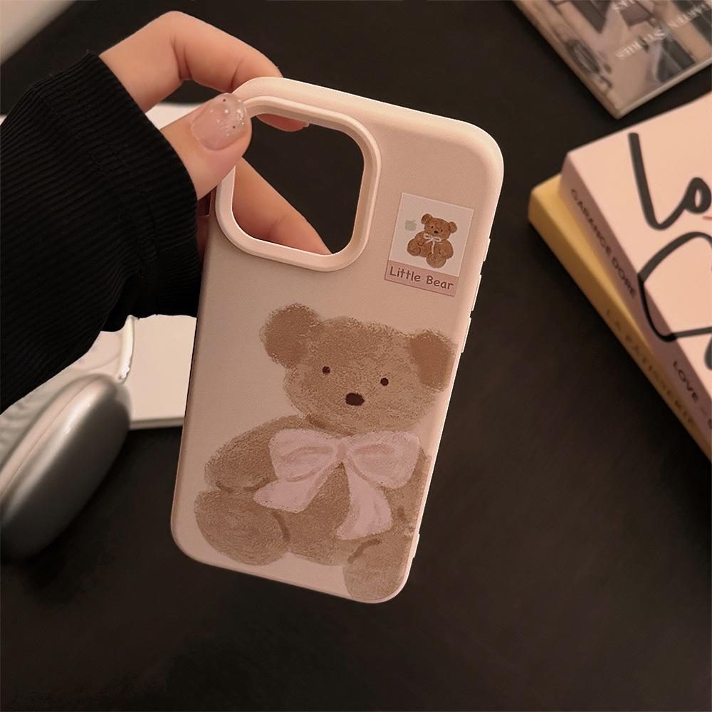 Plush Bear Doll IPhone 15 Apple Phone Case 17promax Suitable for 16 Silicone 13 Pink Soft 12