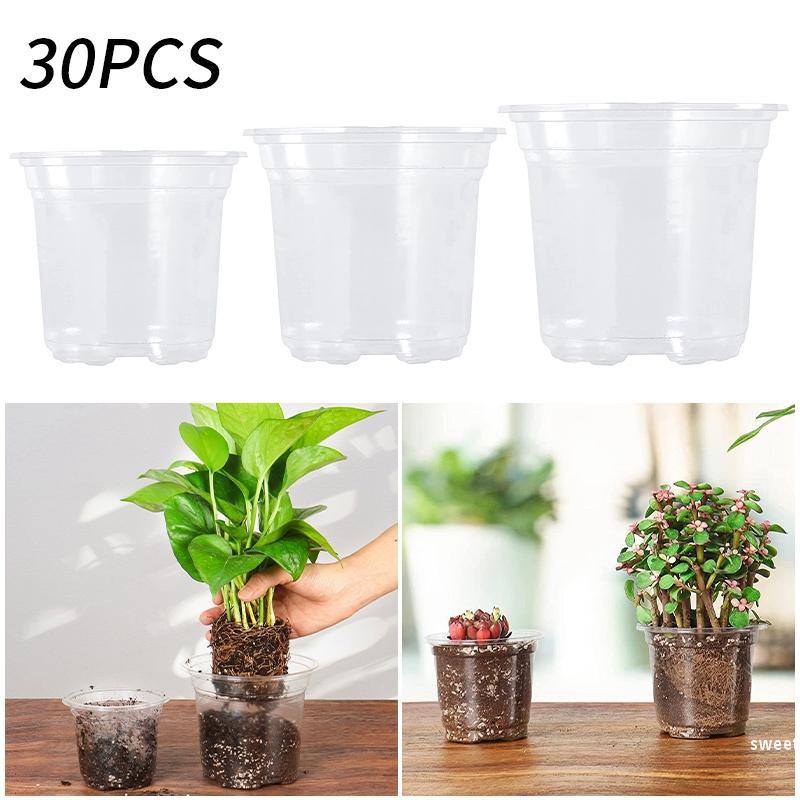 Transparent 10/30Pcs Flowerpot Thickened Plant Nursery Pot Seedling Cup Gardening Transplantation Potted Flower Pot Planters