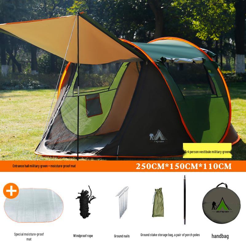 Automatic Pop-Up Tent for 3-4 People - Portable, Foldable, Ideal for Beach or Camping