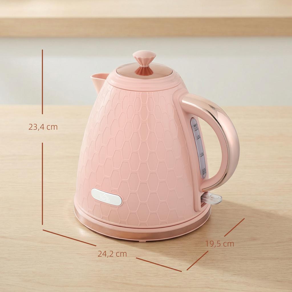 Electric Kettle, 1.7L, Quick Boil Function, 2.2kW, Cordless with Removable Anti-Scale Filter, Light Pink