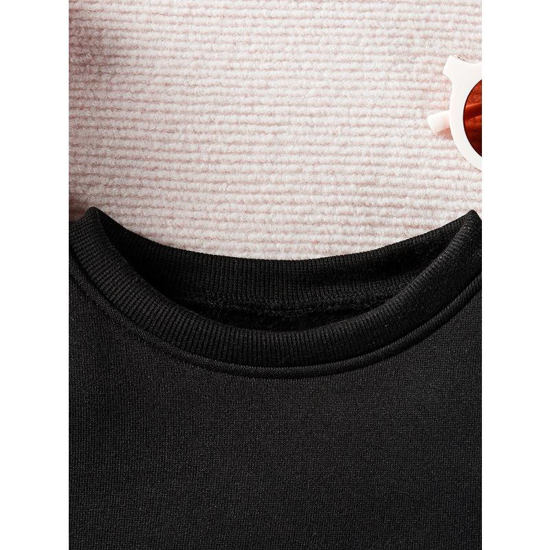 Boys' Autumn/Winter Fashion -Lined Sweatshirt with "Hello" Bear Cartoon Print, Loose Fit Casual Long-Sleeve Pullover