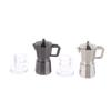 1Set 1:12 Dollhouse Miniature Coffee Pot Metal Kettle Moka Pot W/Cup Tray Kitchen Home Model Decor Toy Doll House Accessories