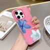 Silicone Matte Candy Color 2 in 1 Phone Case for iPhone 17 Air 16e 16 15 14 13 Plus 12 11 Pro X XR Max Elegant Blue Lily Pattern