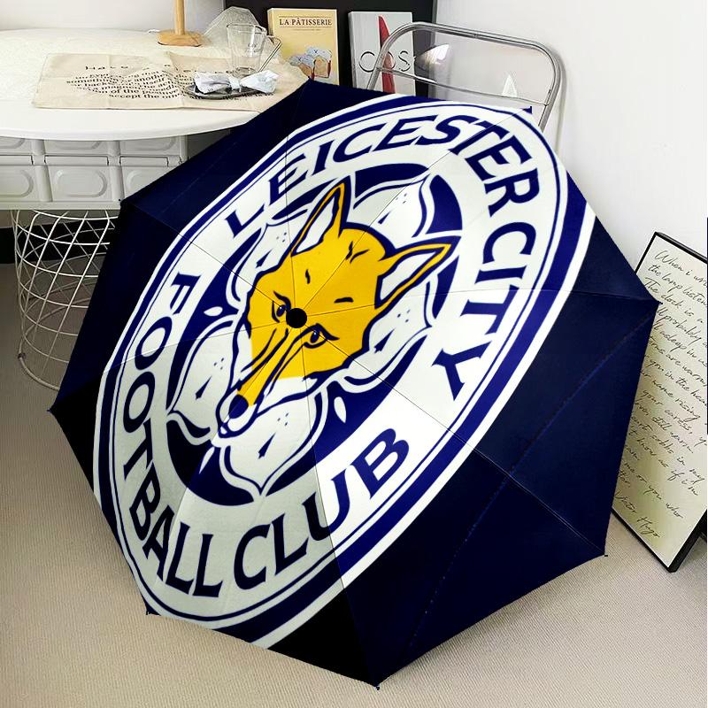 Leicester Football Club Crest Automatic Folding Umbrella - 8-Rib Travel Umbrella with Auto Open/Close & Portable Gifts for Holidays or Birthdays