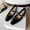 French Mary Jane Shoes Women's 2025 New Popular Spring and Summer with Skirt One-word Belt Low-heeled Single Shoes Light-mouth Small Leather Shoes