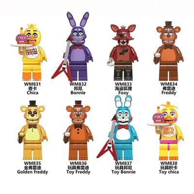 8Pcs FNAF Action Figure Toys At Five Nights Ornaments Assembled Toy DIY Model Game Peripheral Childrens Birthday Lovely Gifts