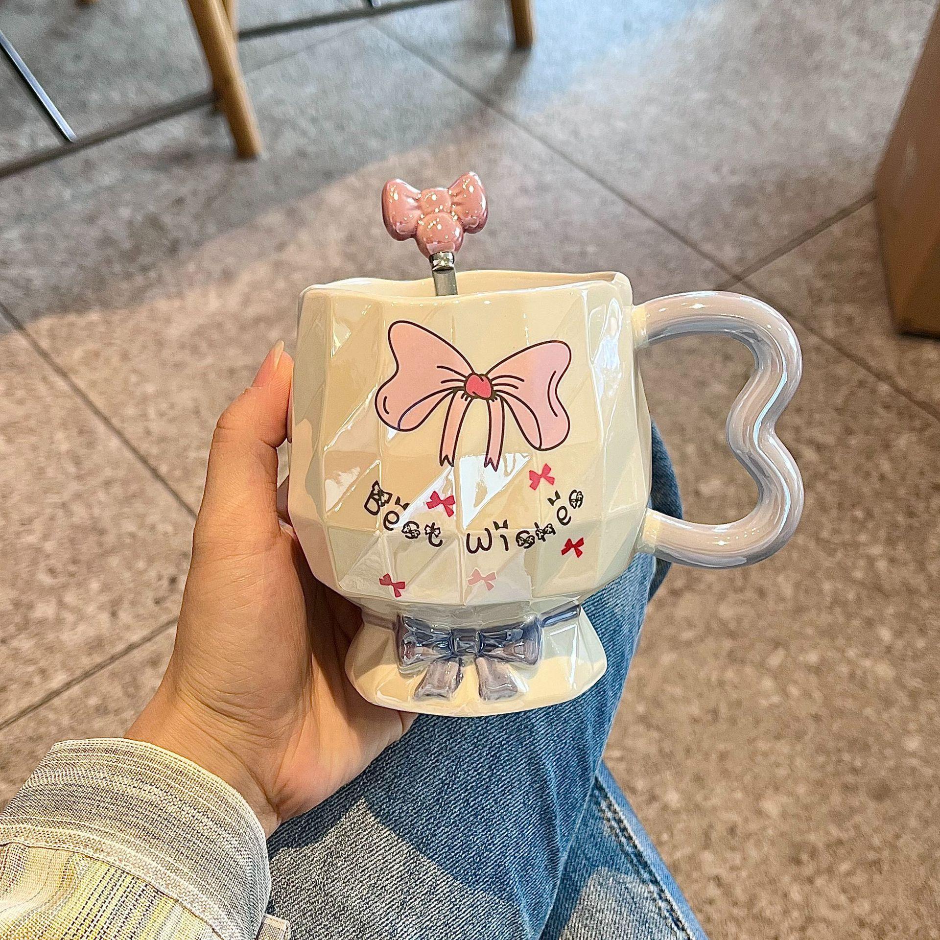 

Кружка с бантом, Высокомерная девушка, Кружка-сердечко, Керамическая чашка для воды, Домашняя, Для пары, Офисная, Чашка для кофе, Завтрака 301-400ml