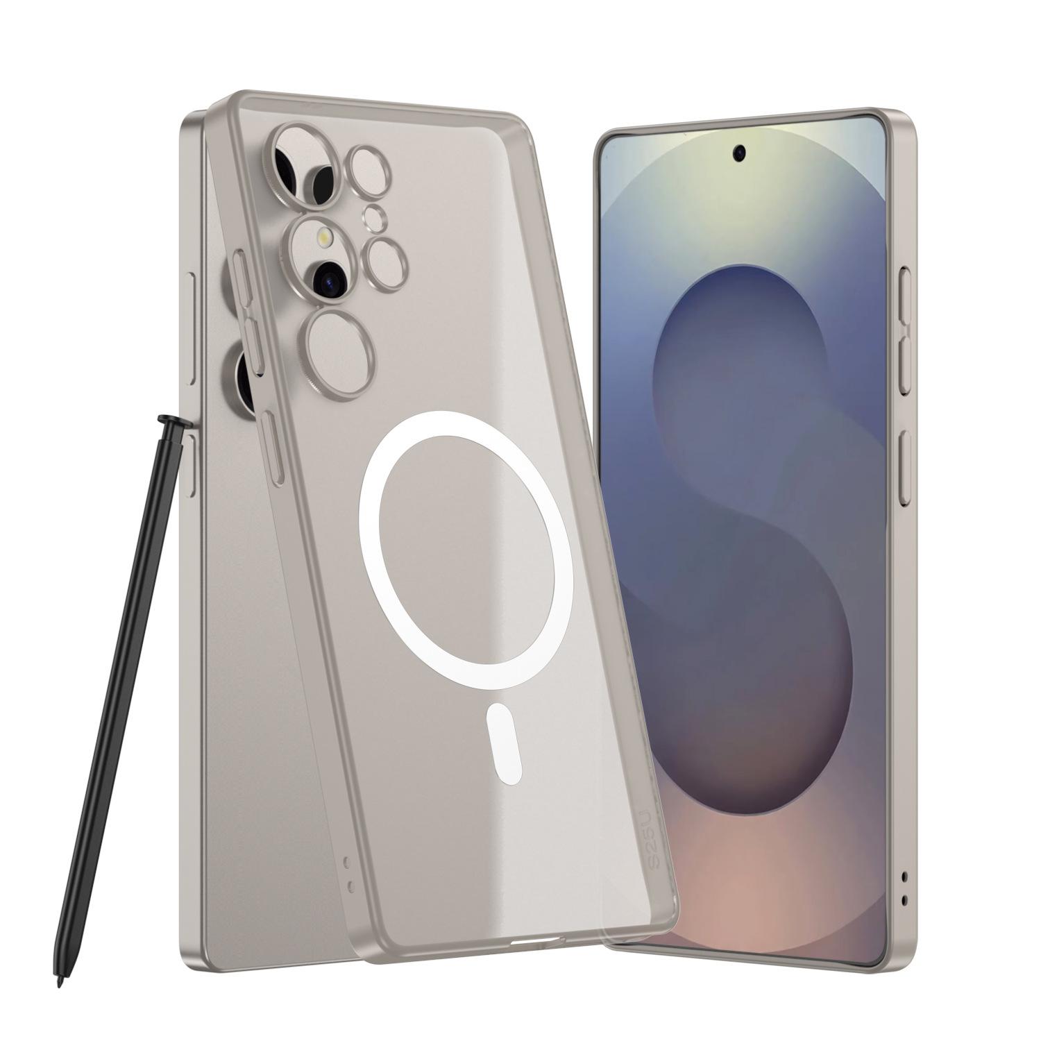 

Samsung S25 Ultra Mobile Phone Case Pc Ultra thin Skin Feeling Semi transparent Simple Magnetic Absorption Wireless Charging Ring Protection Case SM-S25Ultra