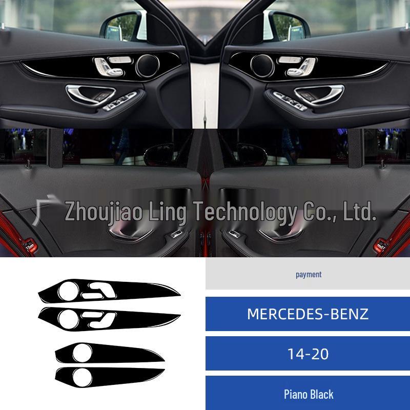 Piano Black Door Trim Sticker for 2014-2020 Mercedes C-Class W205 Interior