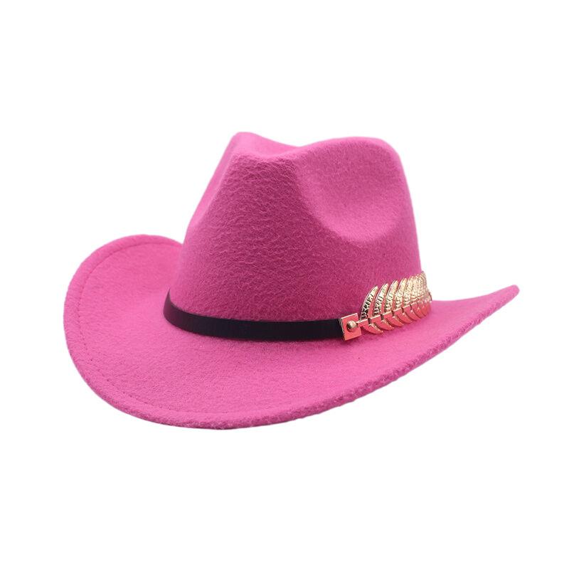 Autumn and winter woolen top hat, fish bone accessories, retro men's and women's hats, gentlemen's jazz curved brim felt hats