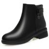 4.5cm Elegant Comfortable Soft Leather Shoes Women's Short Ankle Boots Winter 2026 Heels Warm Fur Motorcycle