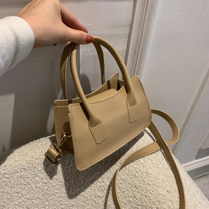 Western Style One Shoulder Crossbody Mini Small Solid Color Square Bag