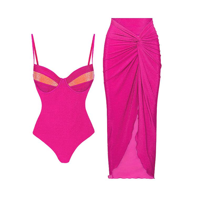 Updated Sexy Slim One-piece Swimsuit Womens Suspender Mesh Skirt Swimsuit Kit
