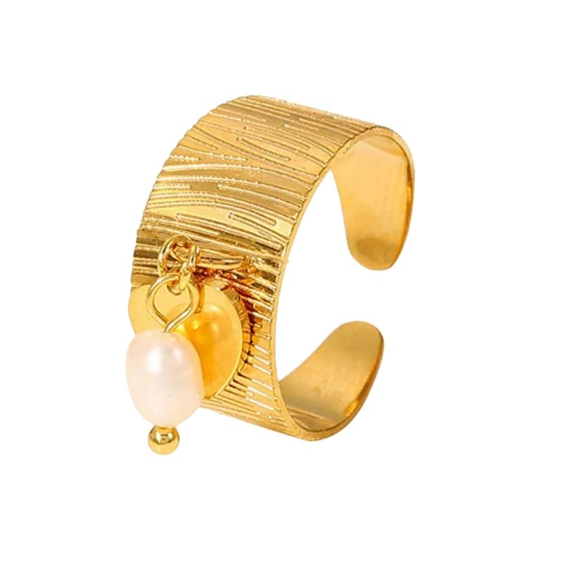 

Sturdy Stainless Steel Heart Pendant Double Layer Opening Rings Decoration for Women Fashionable Stylish Outfits