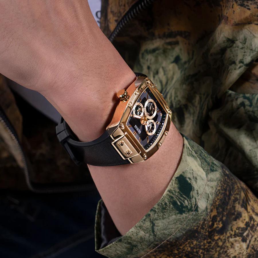 Guess Phoenix Multifunction Black Dial Black Leather Strap Quartz Watch for Men - GW0202G1