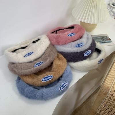 Rabbit Fur Beret Female Versatile Plush Hat Female Painter Hat Shopping Match