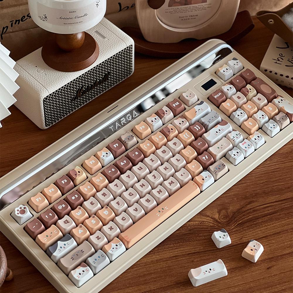 Cute Meow Keycaps Cat Head MAO Profile PBT Key Cap Dye Sublimation for MX Mechanical Keyboard KeyCap Keyboards Accessories