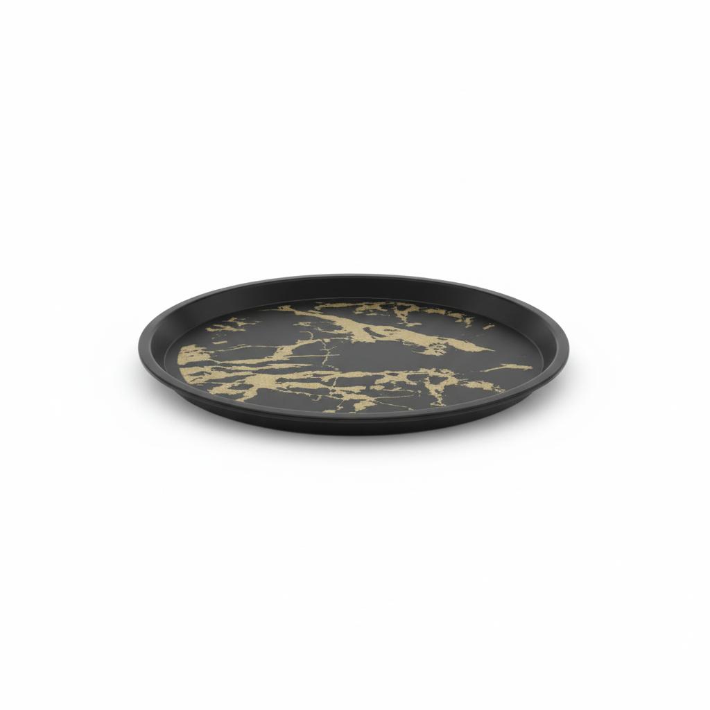 Waiter'S Tray For Carnival Non-Slip Plastic Black With Pattern 41Cm