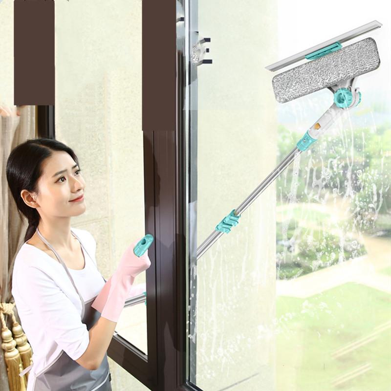 Teleskopischer Fensterglasreiniger Oder 2 Lappen Mikrofaserkopf Hochhaus-Wischer Staub Schlamm Reinigung Glasabzieher Dreh-Reiniger