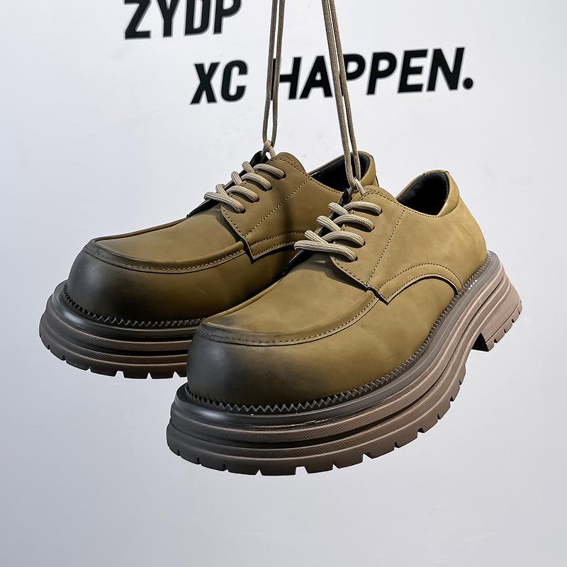 Schnürschuhe kleine Lederschuhe Herren Britischer Stil Studenten Plateauschuhe 2024 neue College Slipper 44316-A