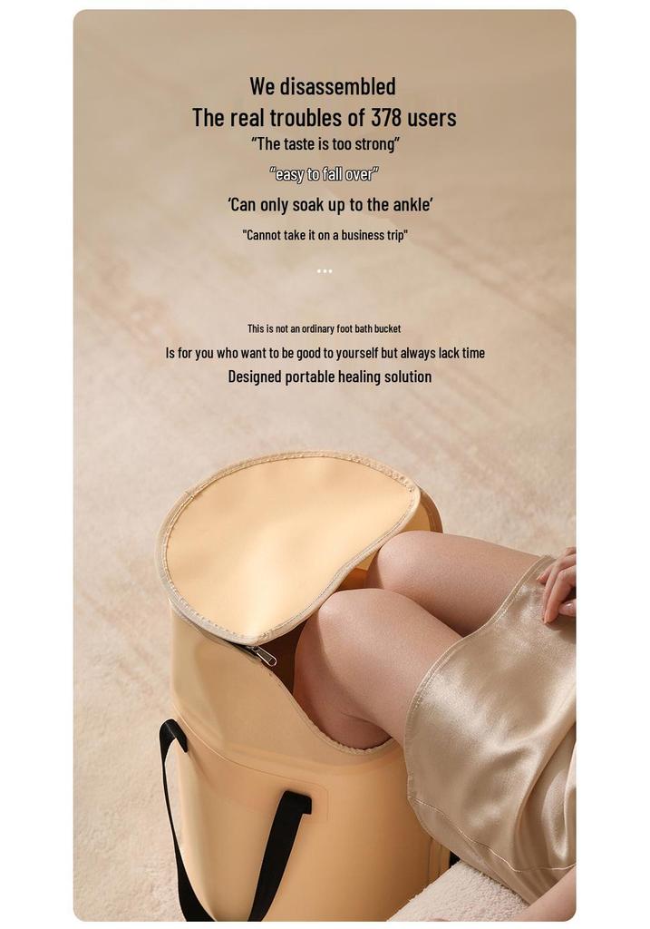 Foldable Foot Bath Basin with Constant Temperature and Steaming, Over-the-Calf Deep Design, Portable for Home Use