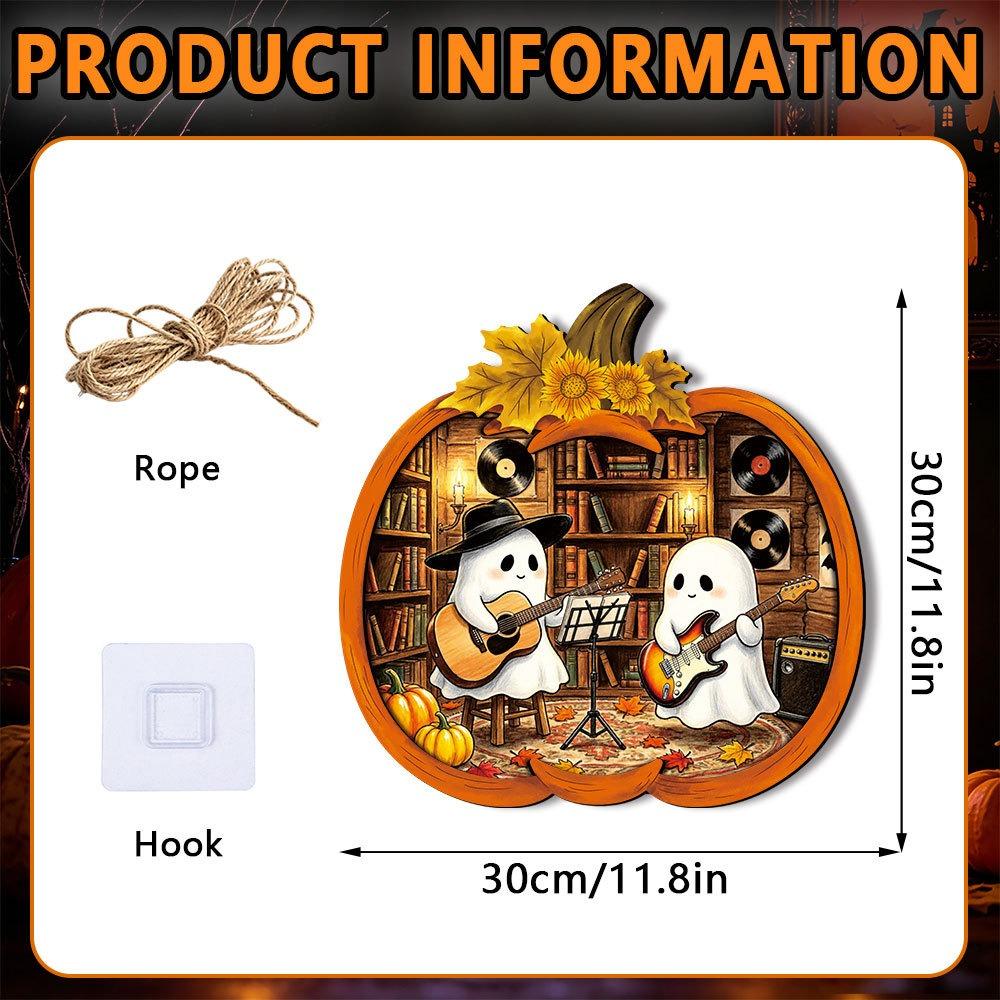 Cartoon Ghost Halloween Pumpkin Light-up Signage Lighted Pumpkin LED Lamp Wall Hanging Plaque Multi-functional Scenery Layout