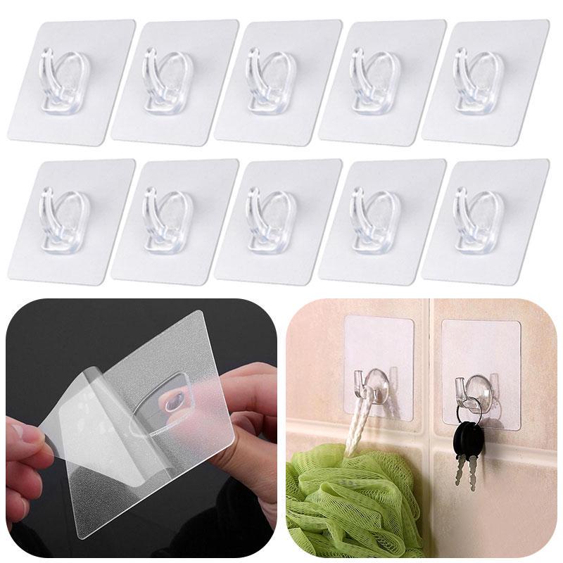 

10pcs Anti-skid Крючки многоразовые Сильные липкие беские прозрачные крючки стены