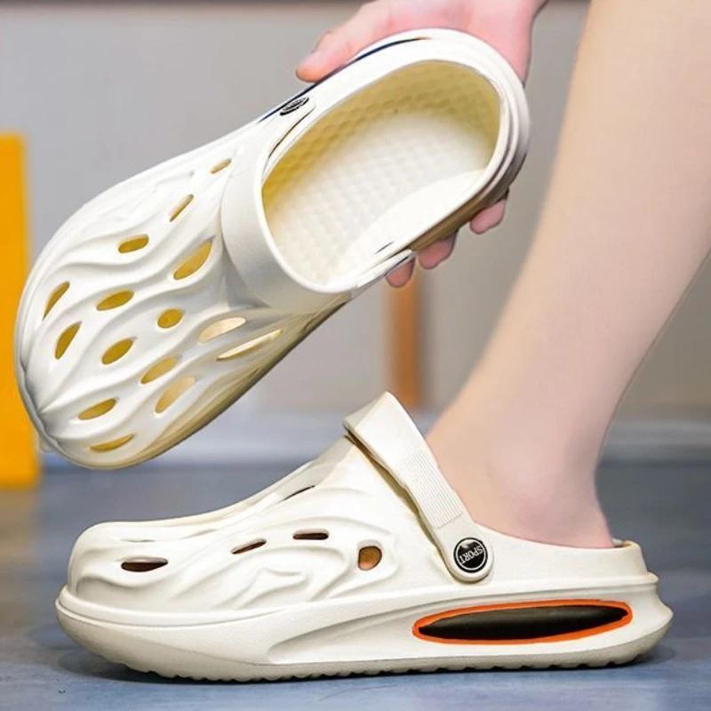 Fashion Hole Men's Shoe Slides Beach Soft Sabot Cheap Shoes Liquidation Rubber Original Comfortable Elegant Adult Casual Male Slipper