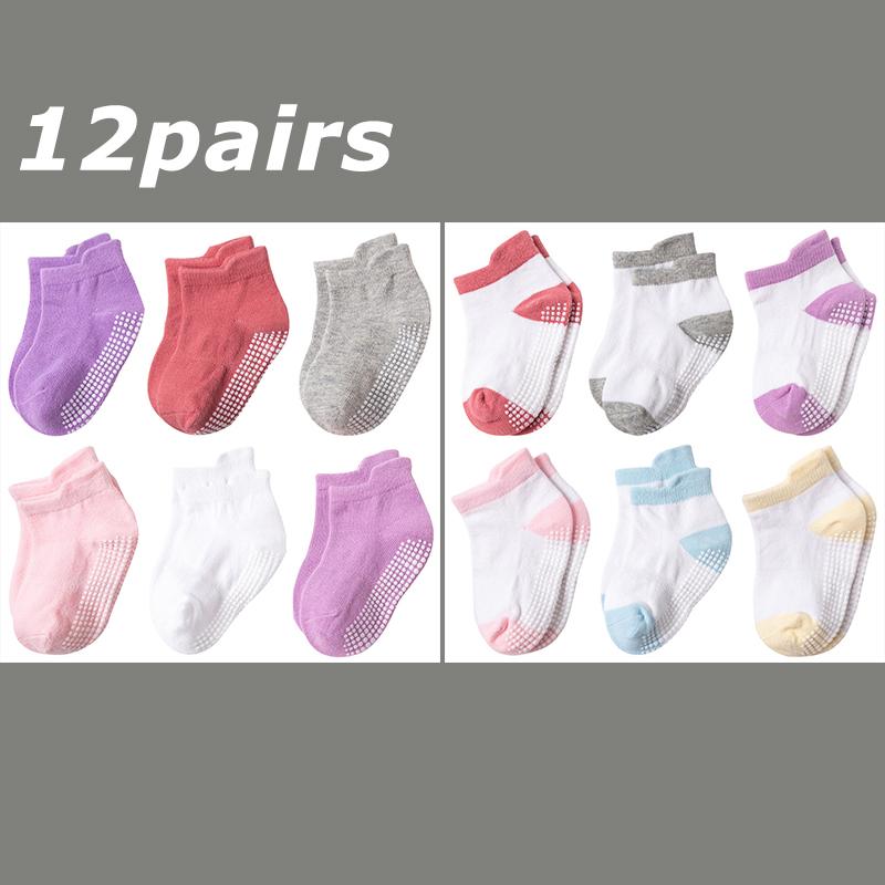 

12 Pairs/lot Baby Socks Set Casual Toddler Boy Girl Clothes Accessories 0 To 5 Yrs Kid Short Sock Non Slip Breathable Bebe Stuff M ( 1-3T )