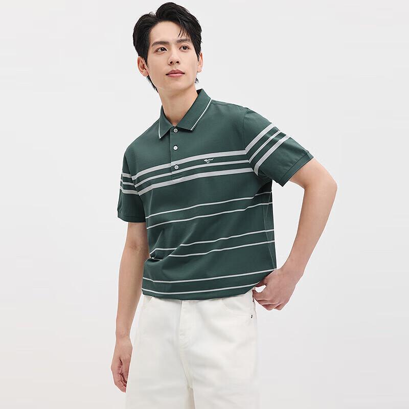SEPTWOLVES Men's Striped Mercerized Cotton Polo Shirt