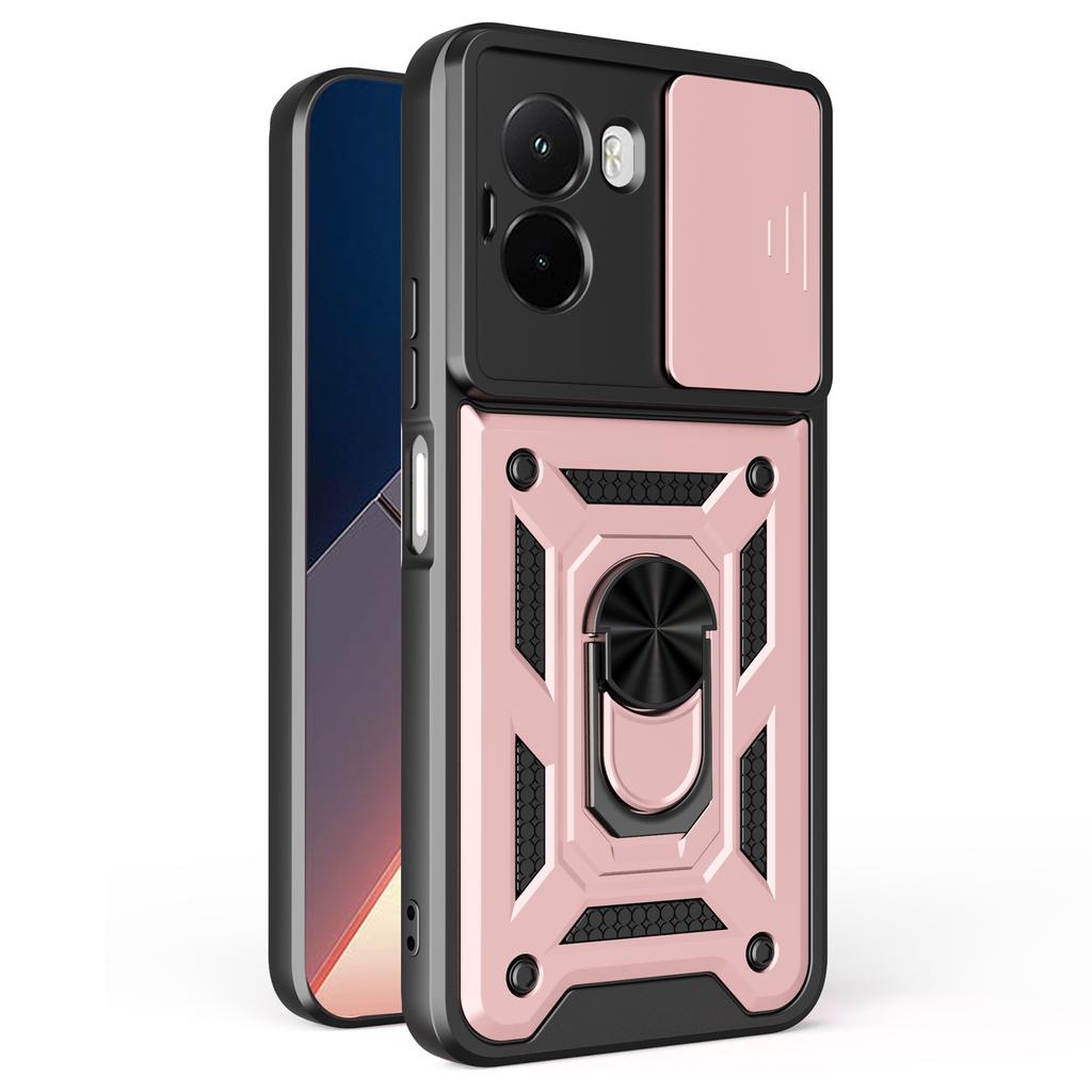 For Xiaomi Poco M7 4G (169mm) Case with Slide Camera Lid PC+TPU Kickstand Phone Cover