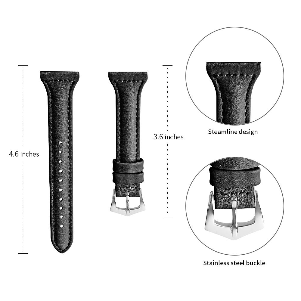 

For Xiaomi Mi Watch Armband 18mm Genuine Leather Watch Strap Black