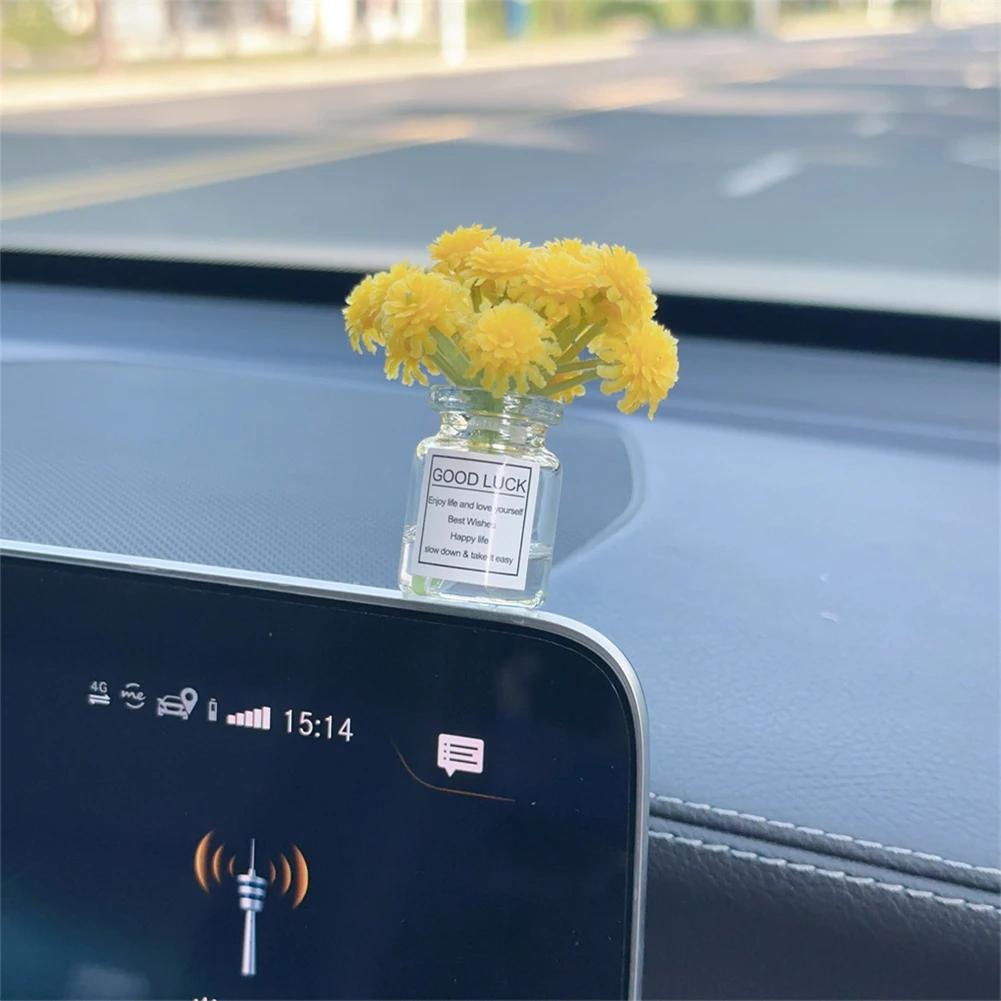 Mini Sakura Lavender Jasmine Car Ornaments Center Console Ornaments Vibrant Flowers Vase Glass Vase Micro Landscape For Gifts