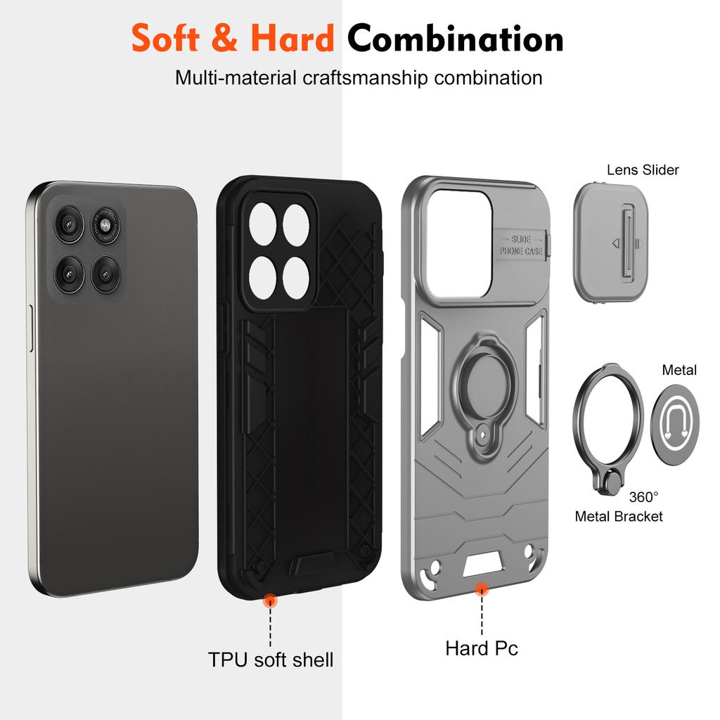 Para Motorola Edge 60 Pro 5G Capa Slide Camshield Suporte PC+TPU Capa de Telefone