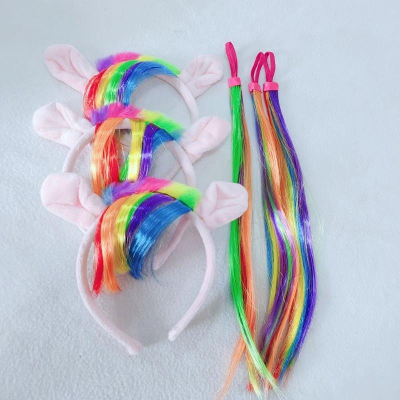 Horse Ear Headband and Horse Tail Set Halloween Horse Costume Accessories for Kid Adult Halloween Christmas Cosplay
